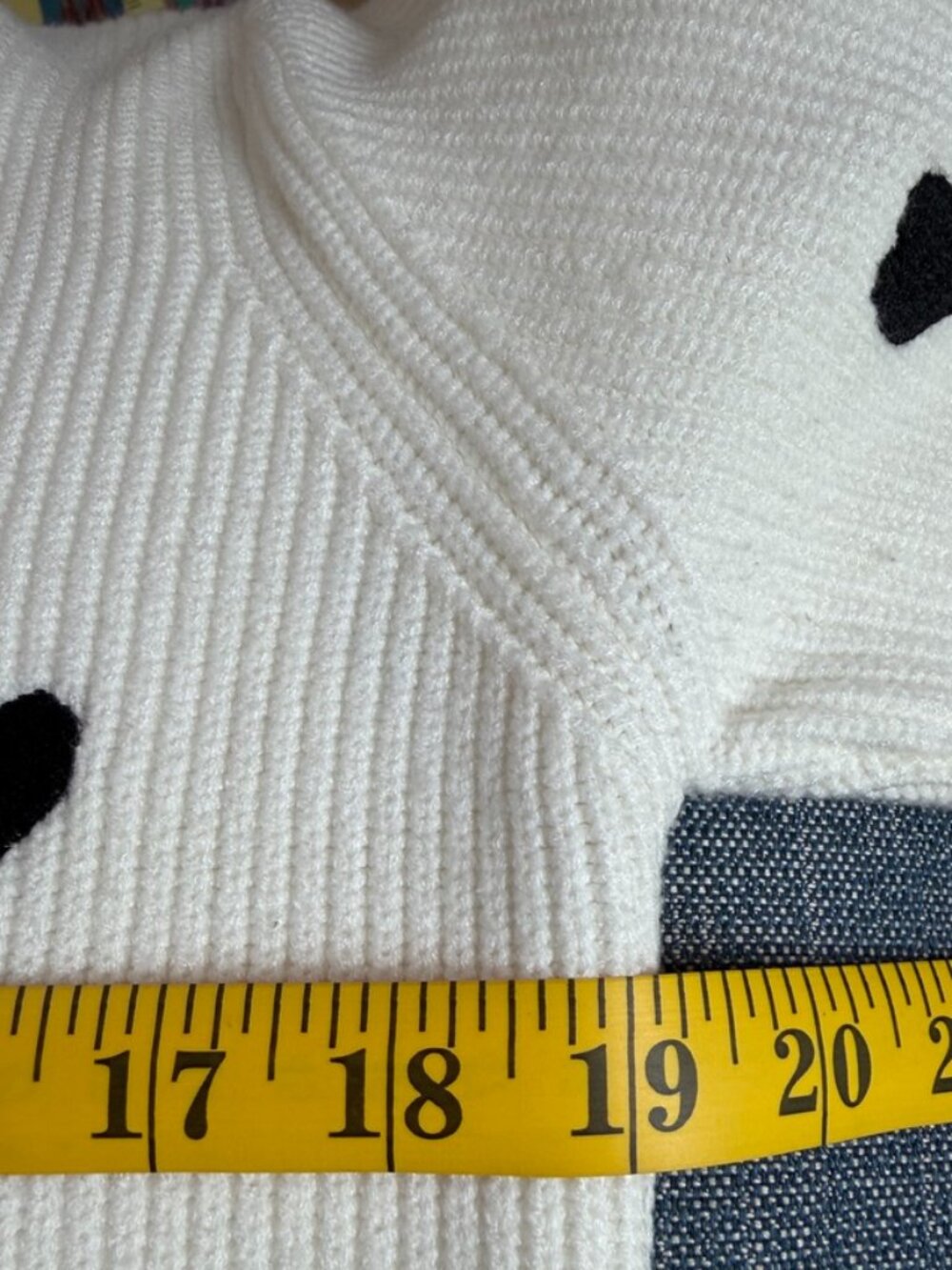 Anthropologie Ruffled Collar Heart Sweater in Classic Black and White - Picture 12 of 13